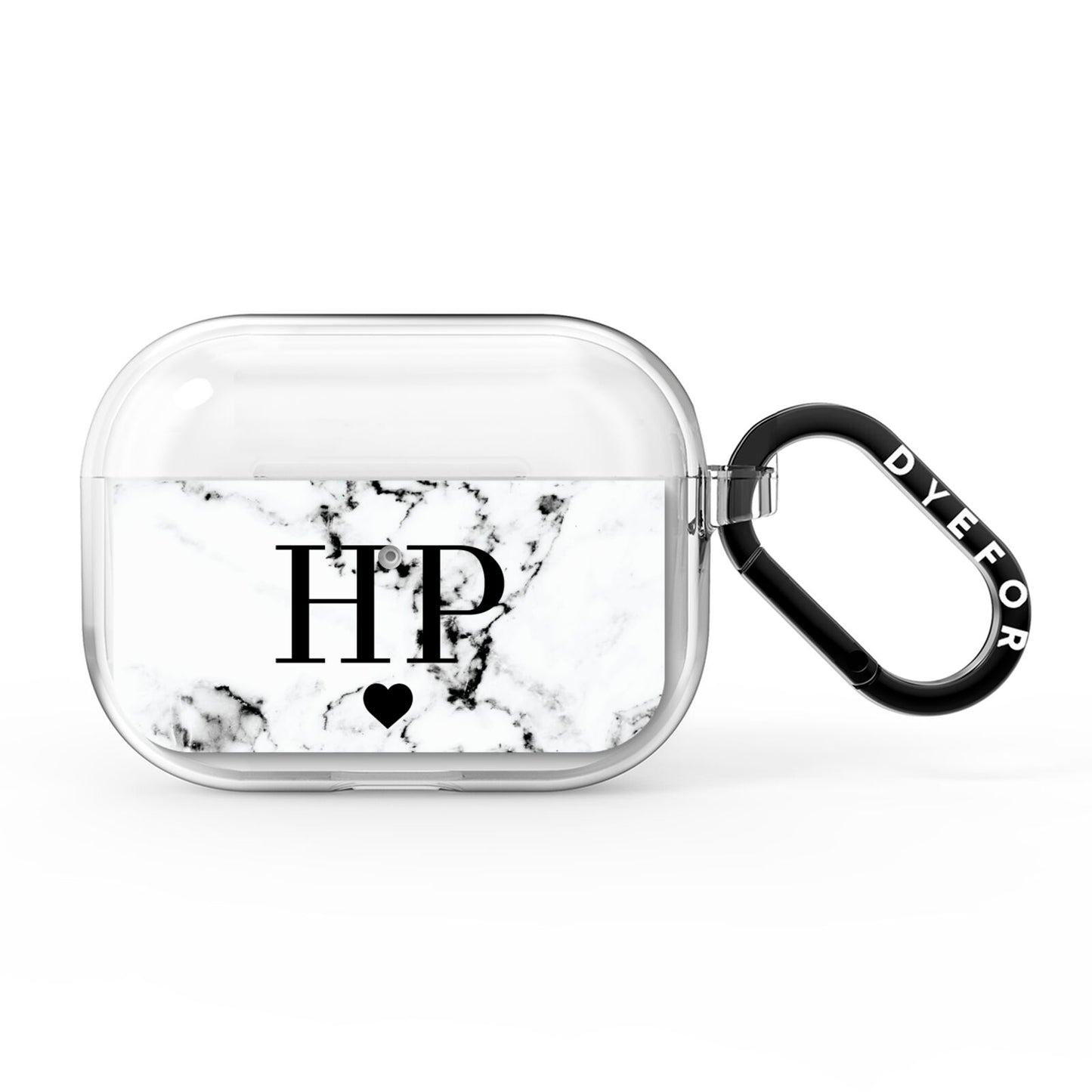 Heart Decal Marble Initials Personalised AirPods Pro Clear Case