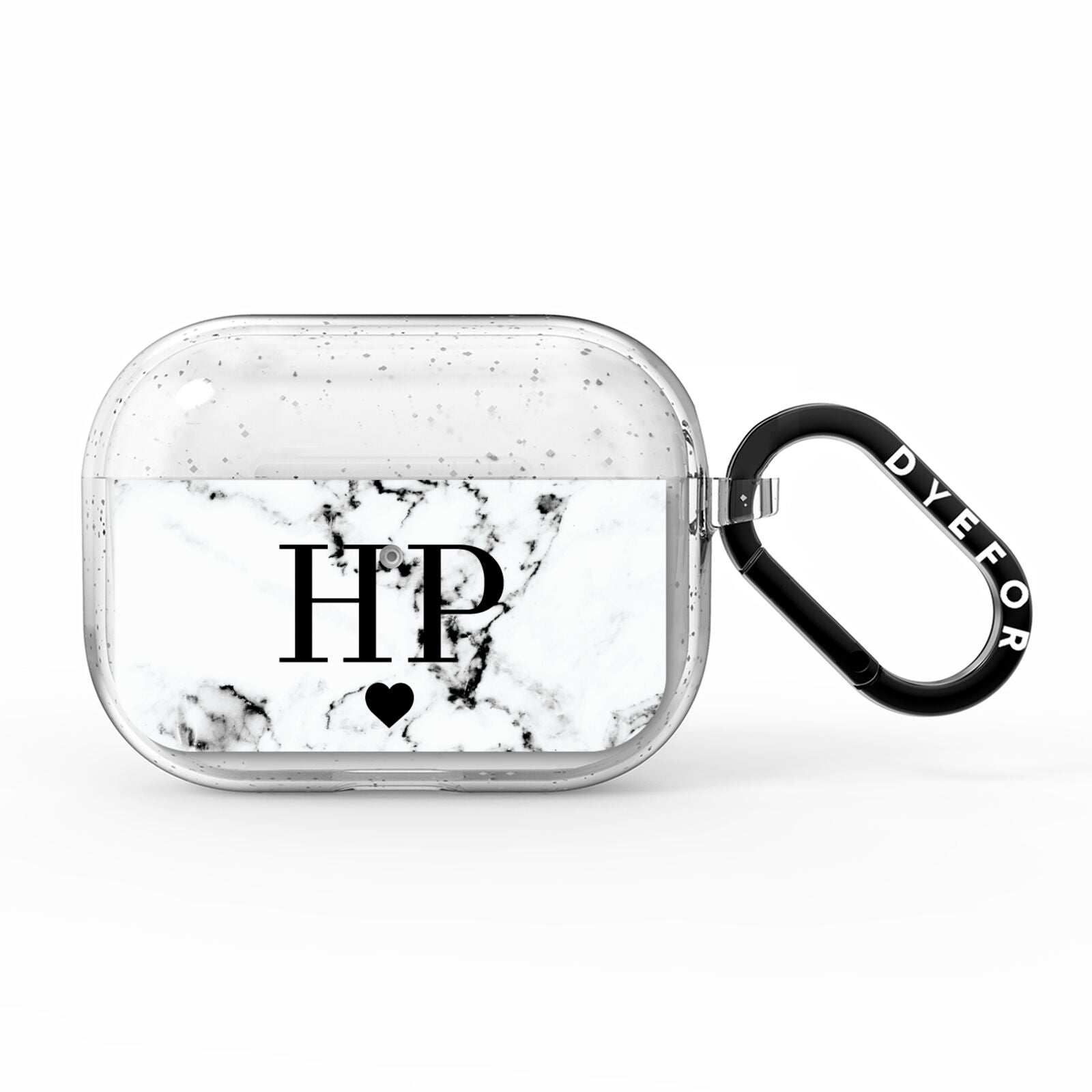 Heart Decal Marble Initials Personalised AirPods Pro Glitter Case
