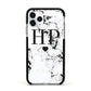 Heart Decal Marble Initials Personalised Apple iPhone 11 Pro in Silver with Black Impact Case