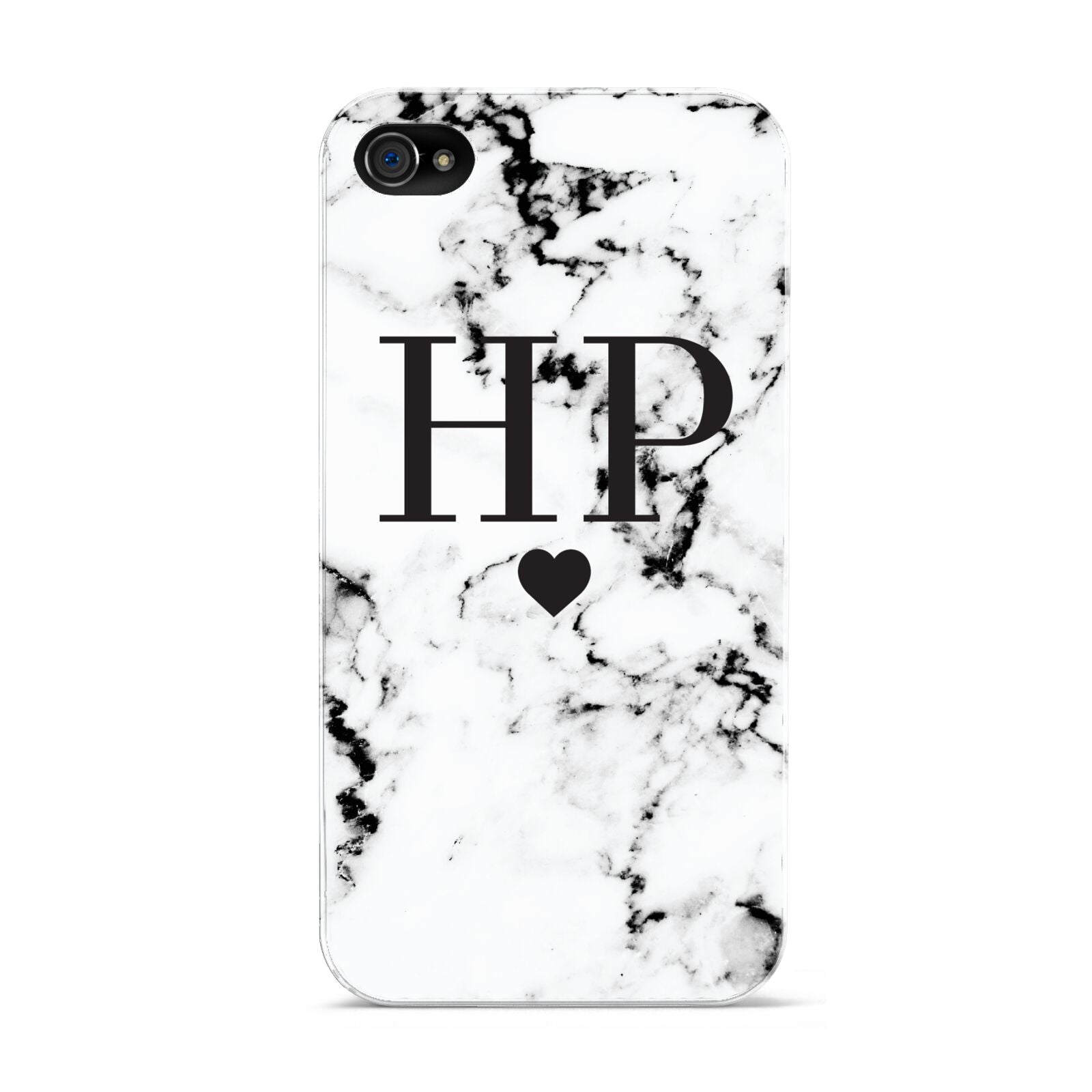 Heart Decal Marble Initials Personalised Apple iPhone 4s Case