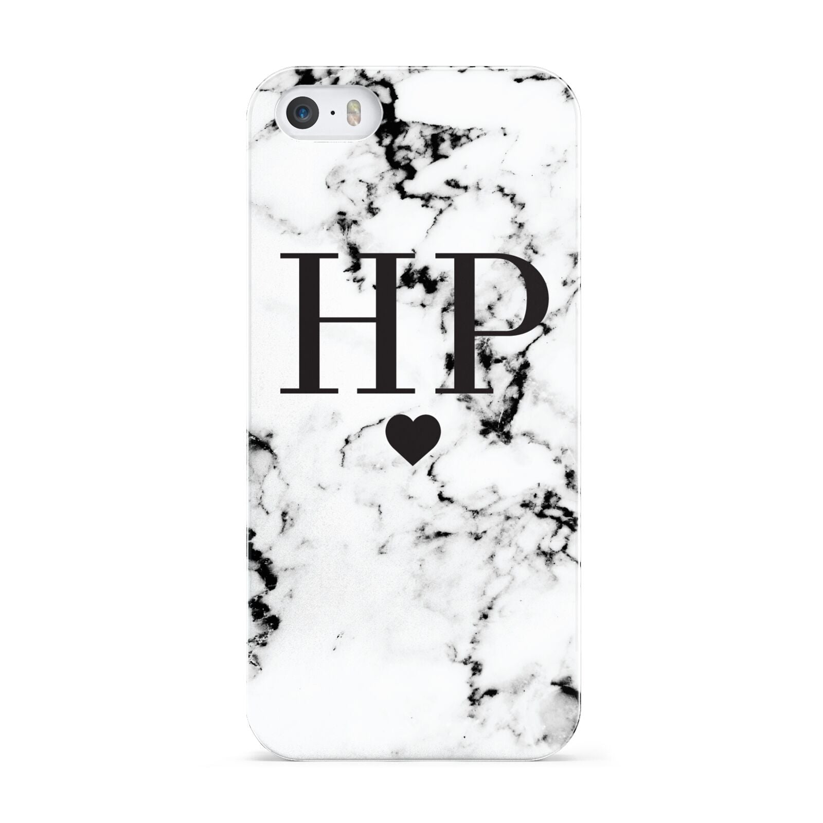 Heart Decal Marble Initials Personalised Apple iPhone 5 Case