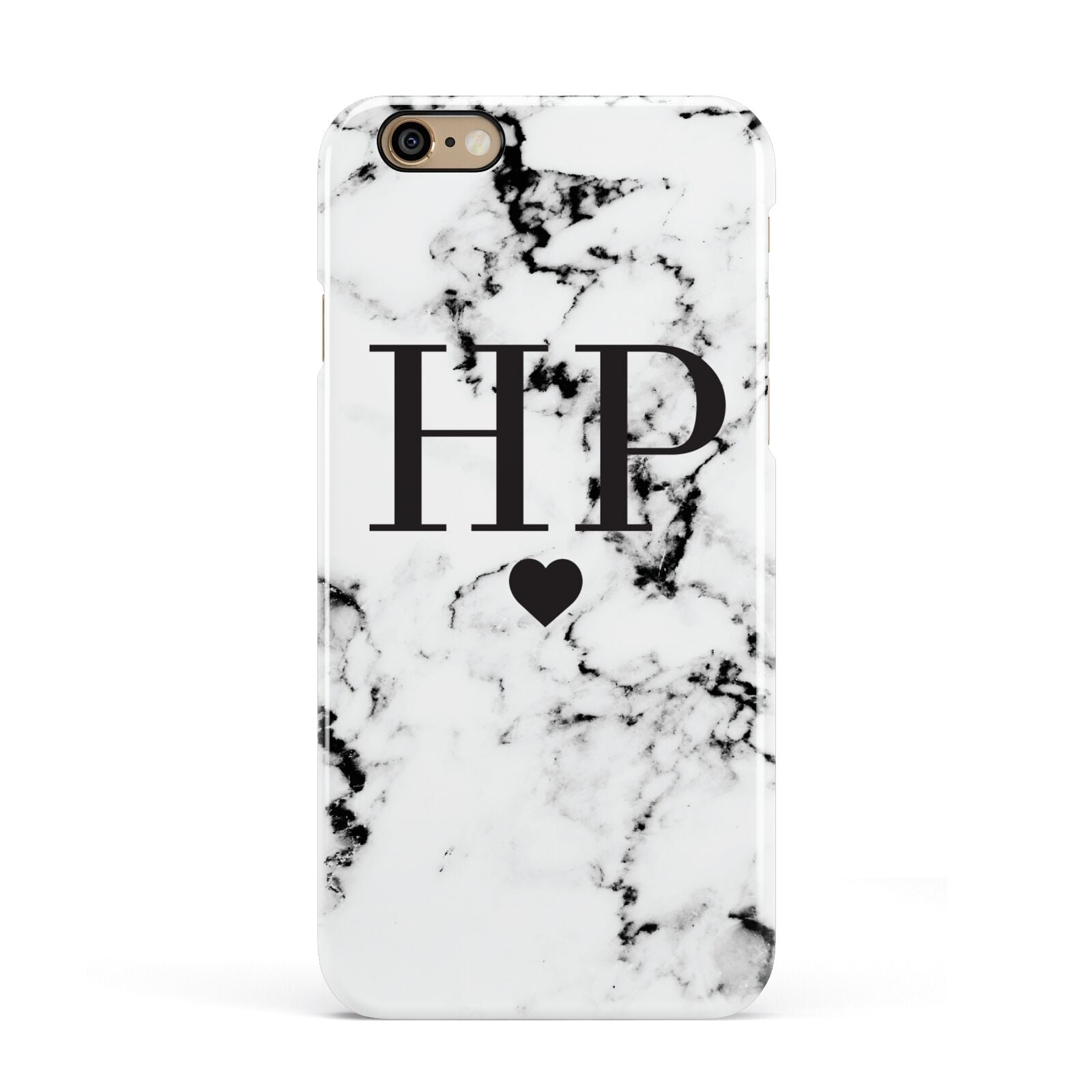 Heart Decal Marble Initials Personalised Apple iPhone 6 3D Snap Case