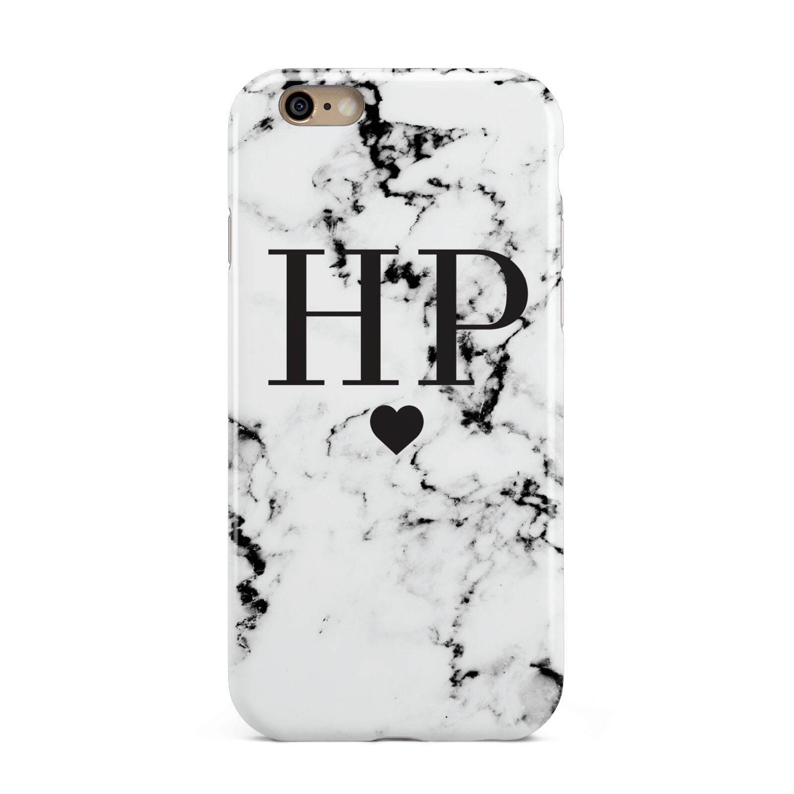 Heart Decal Marble Initials Personalised Apple iPhone 6 3D Tough Case