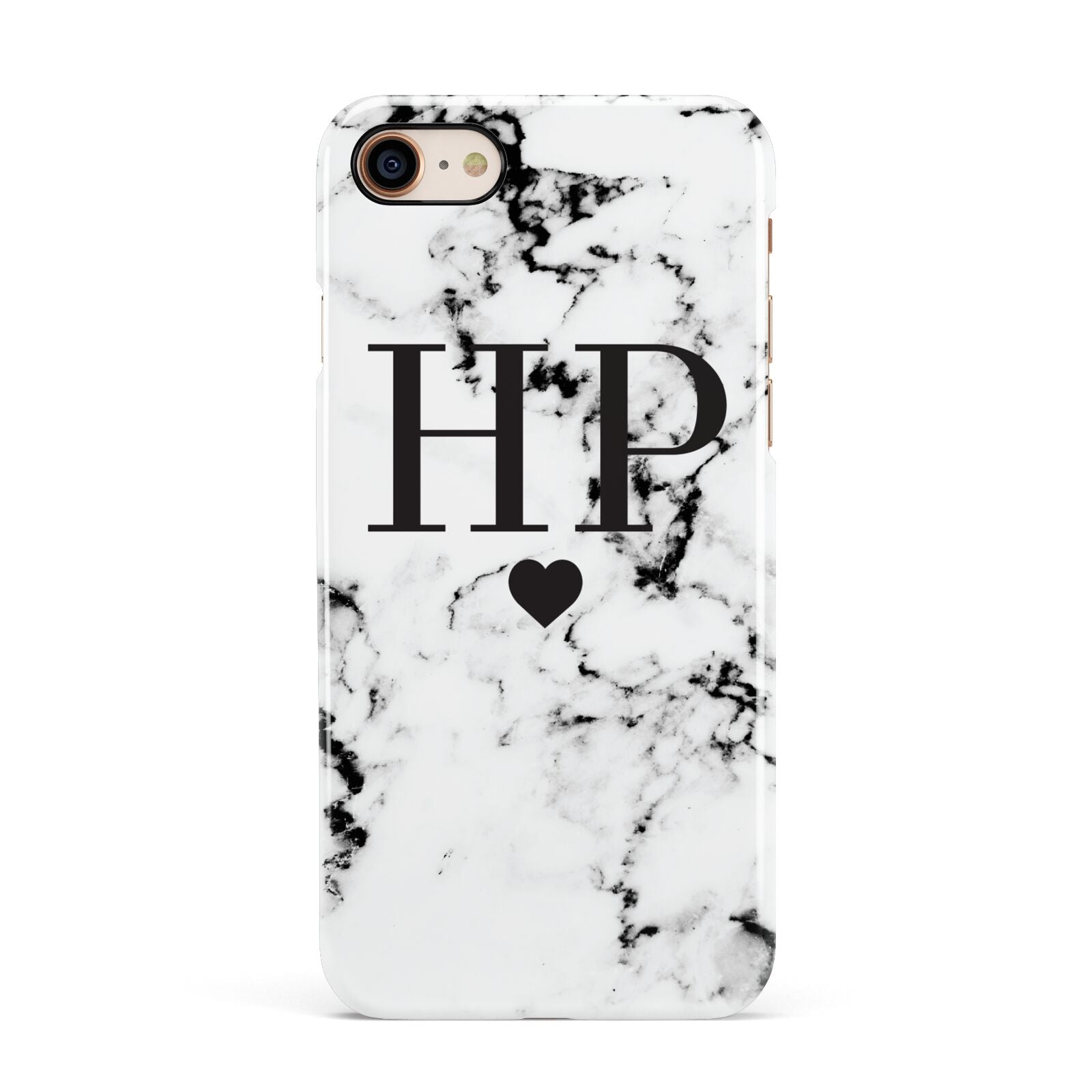 Heart Decal Marble Initials Personalised Apple iPhone 7 8 3D Snap Case