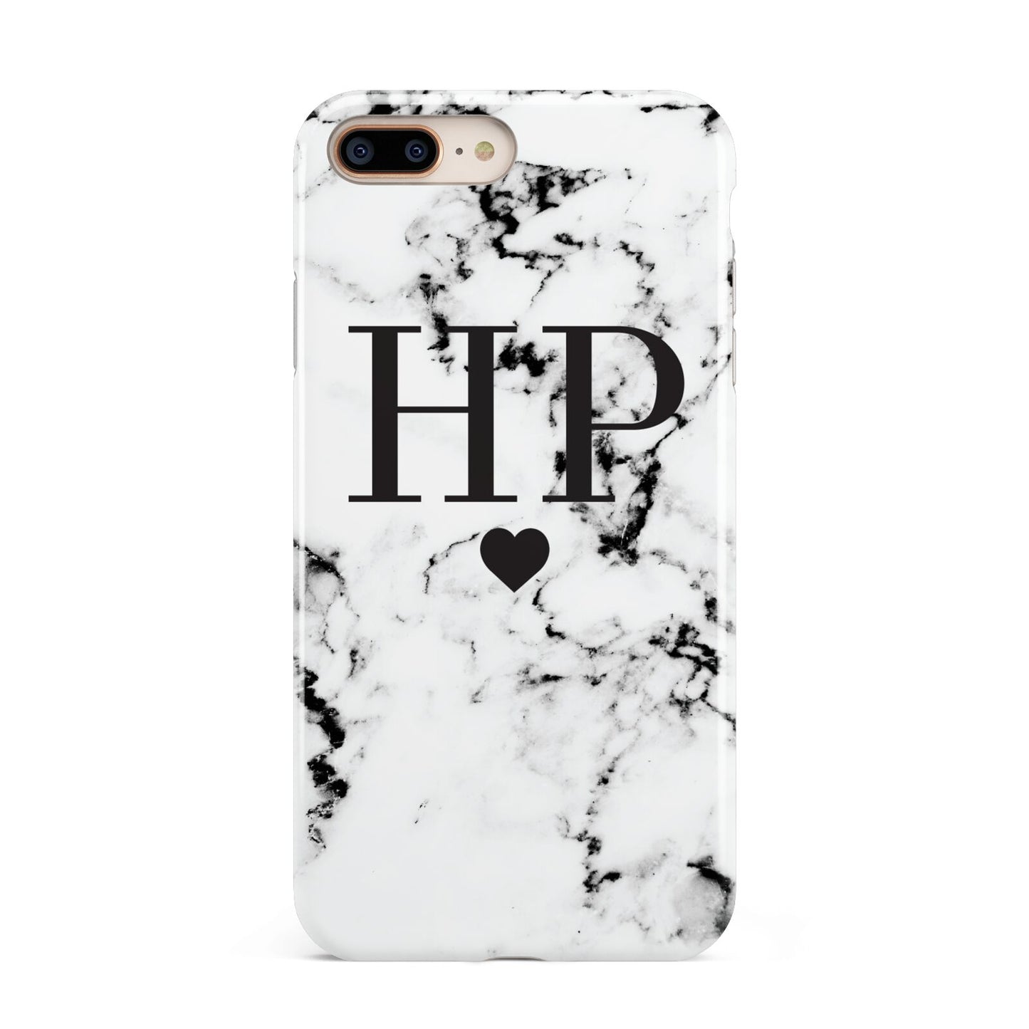 Heart Decal Marble Initials Personalised Apple iPhone 7 8 Plus 3D Tough Case
