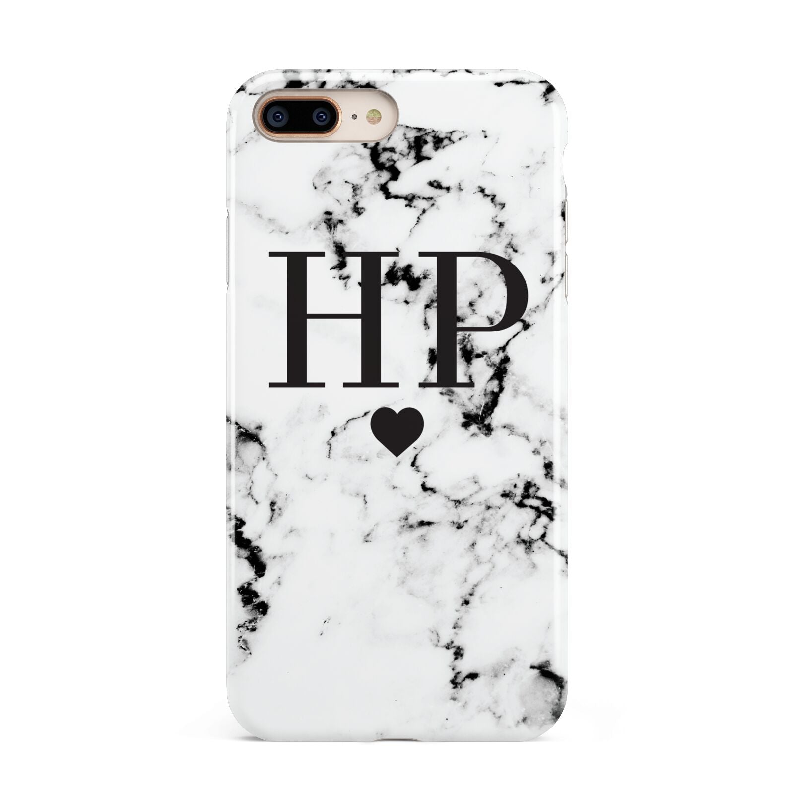 Heart Decal Marble Initials Personalised Apple iPhone 7 8 Plus 3D Tough Case