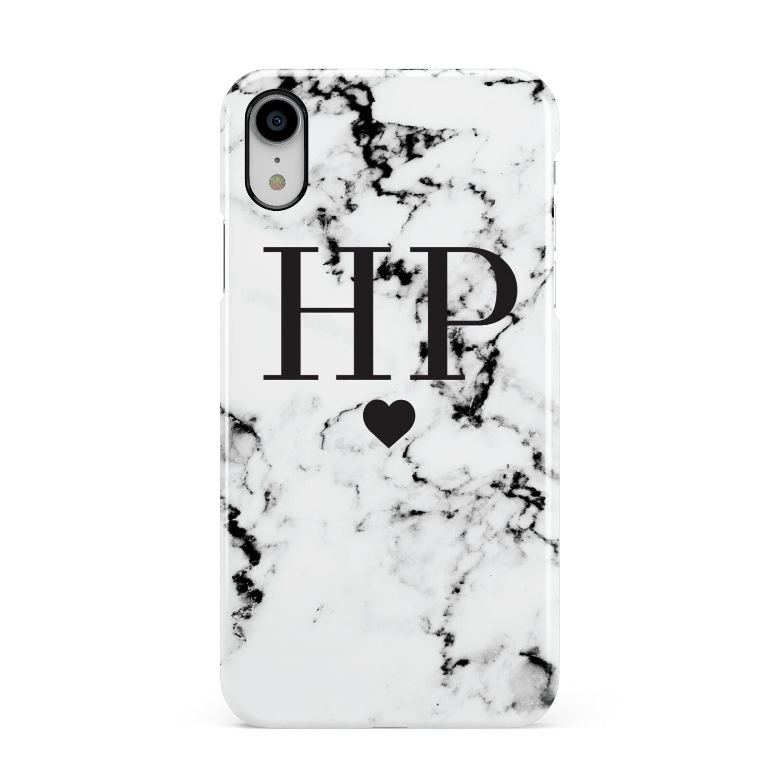 Heart Decal Marble Initials Personalised Apple iPhone XR White 3D Snap Case