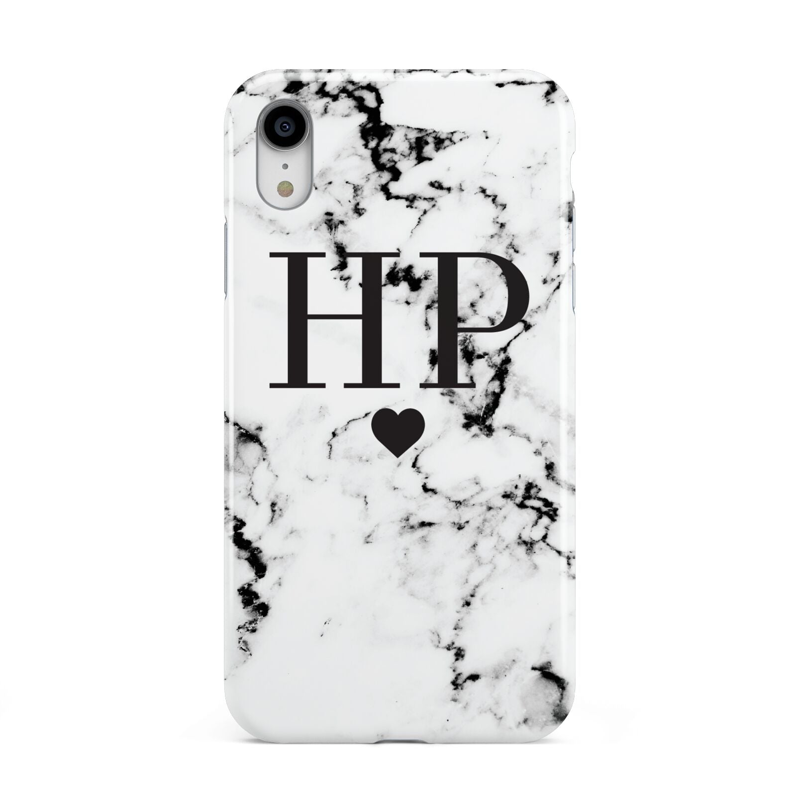 Heart Decal Marble Initials Personalised Apple iPhone XR White 3D Tough Case
