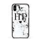Heart Decal Marble Initials Personalised Apple iPhone Xs Impact Case Black Edge on Black Phone