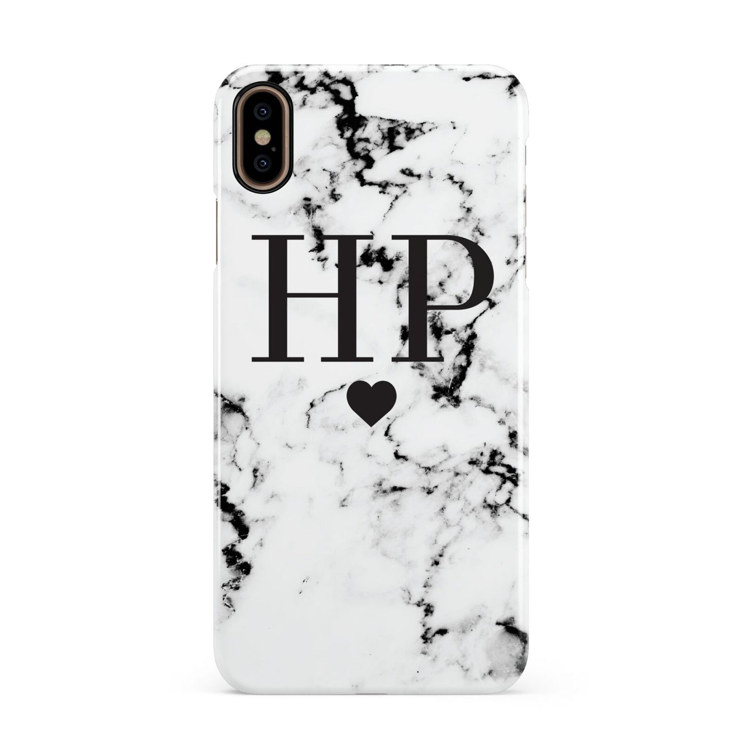 Heart Decal Marble Initials Personalised Apple iPhone Xs Max 3D Snap Case