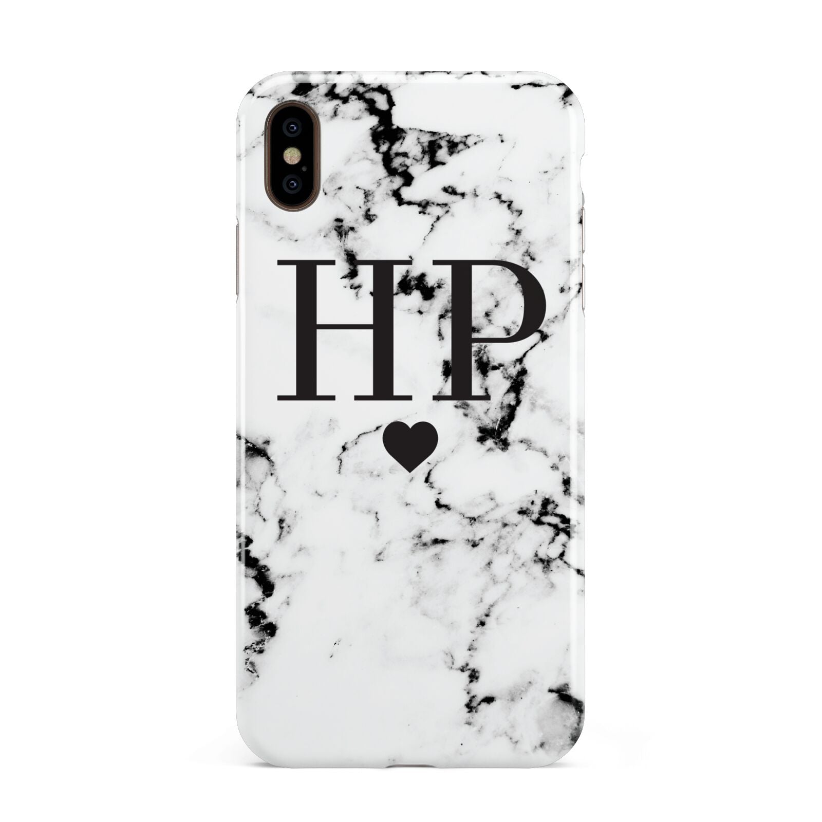 Heart Decal Marble Initials Personalised Apple iPhone Xs Max 3D Tough Case