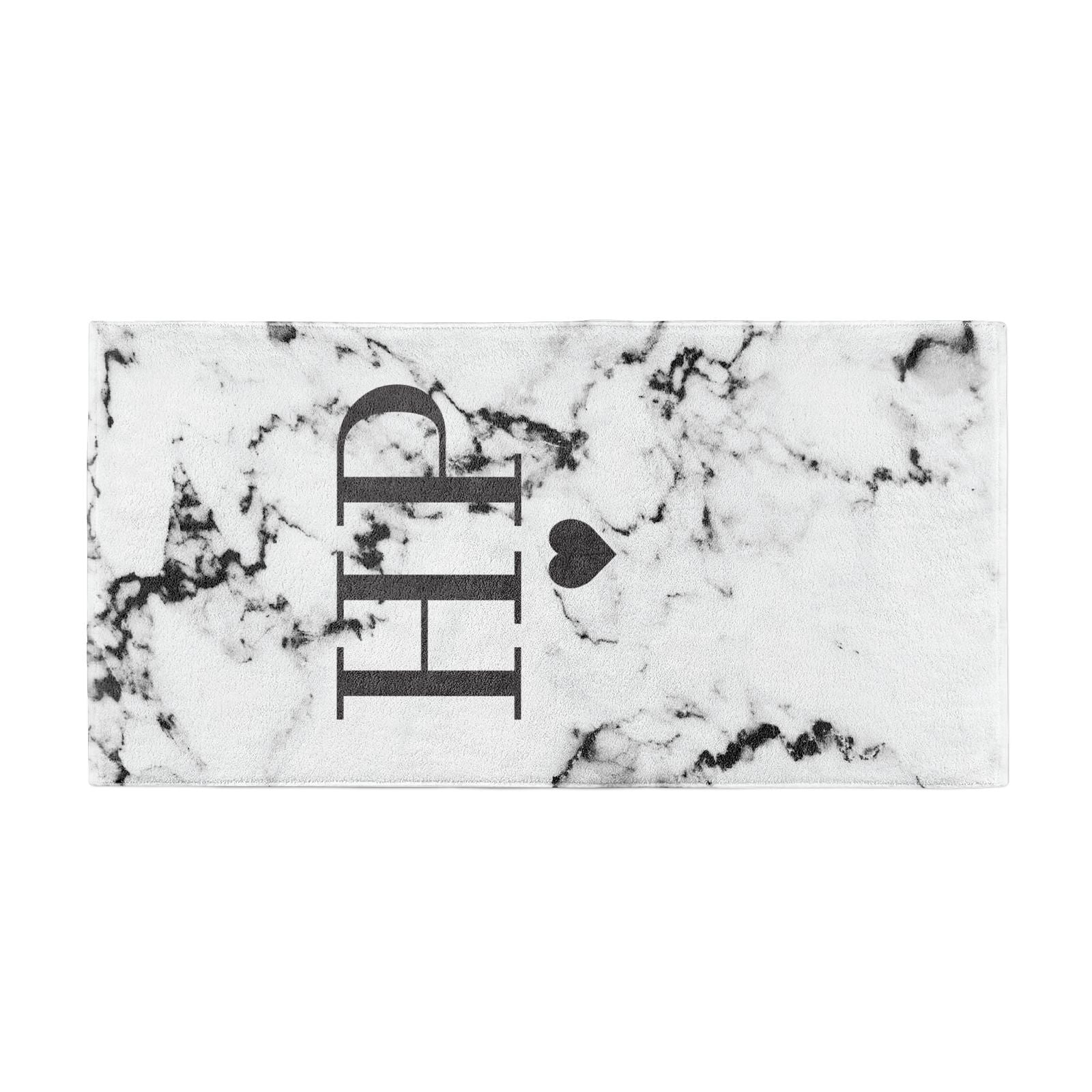 Heart Decal Marble Initials Personalised Beach Towel Alternative Image