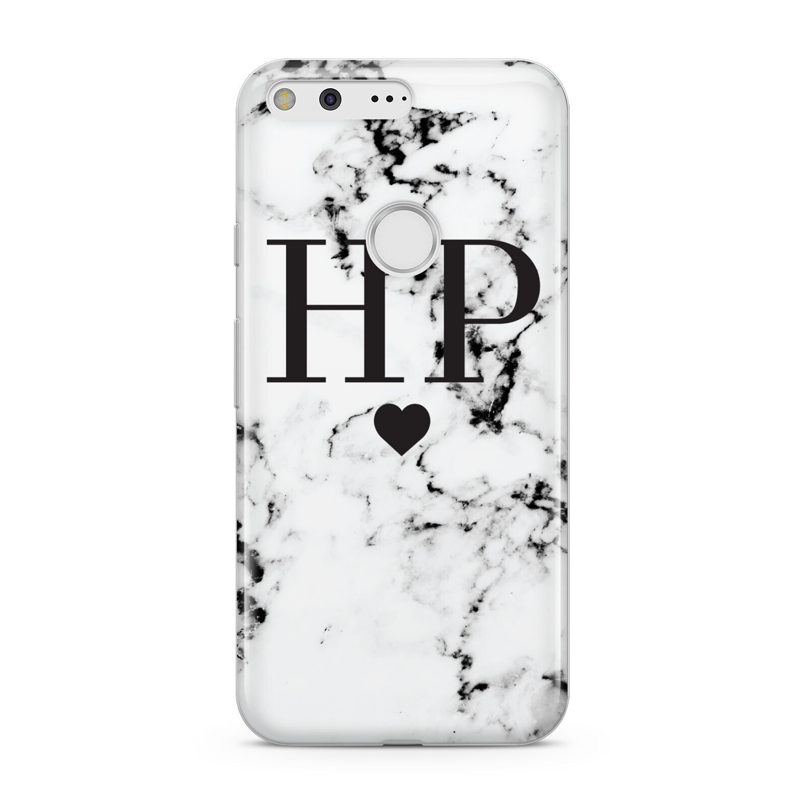 Heart Decal Marble Initials Personalised Google Pixel Case