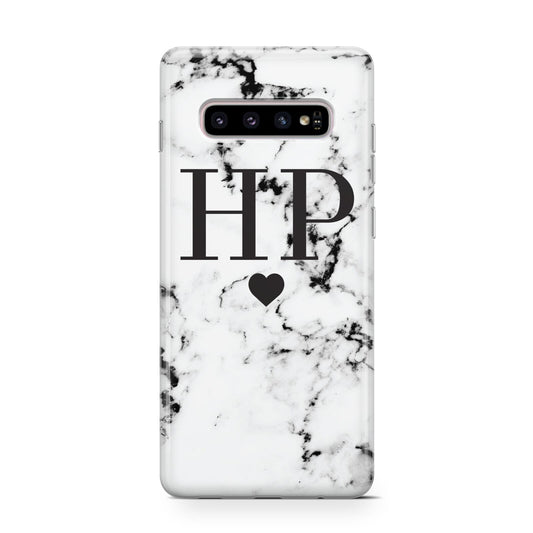 Heart Decal Marble Initials Personalised Protective Samsung Galaxy Case