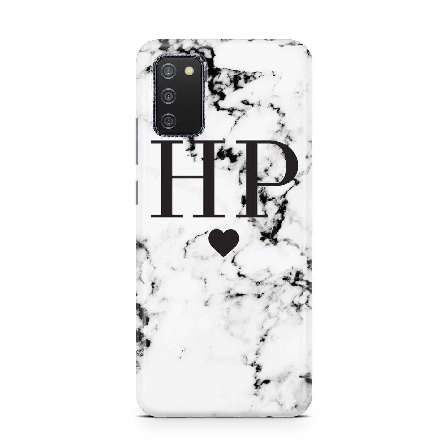 Heart Decal Marble Initials Personalised Samsung A02s Case