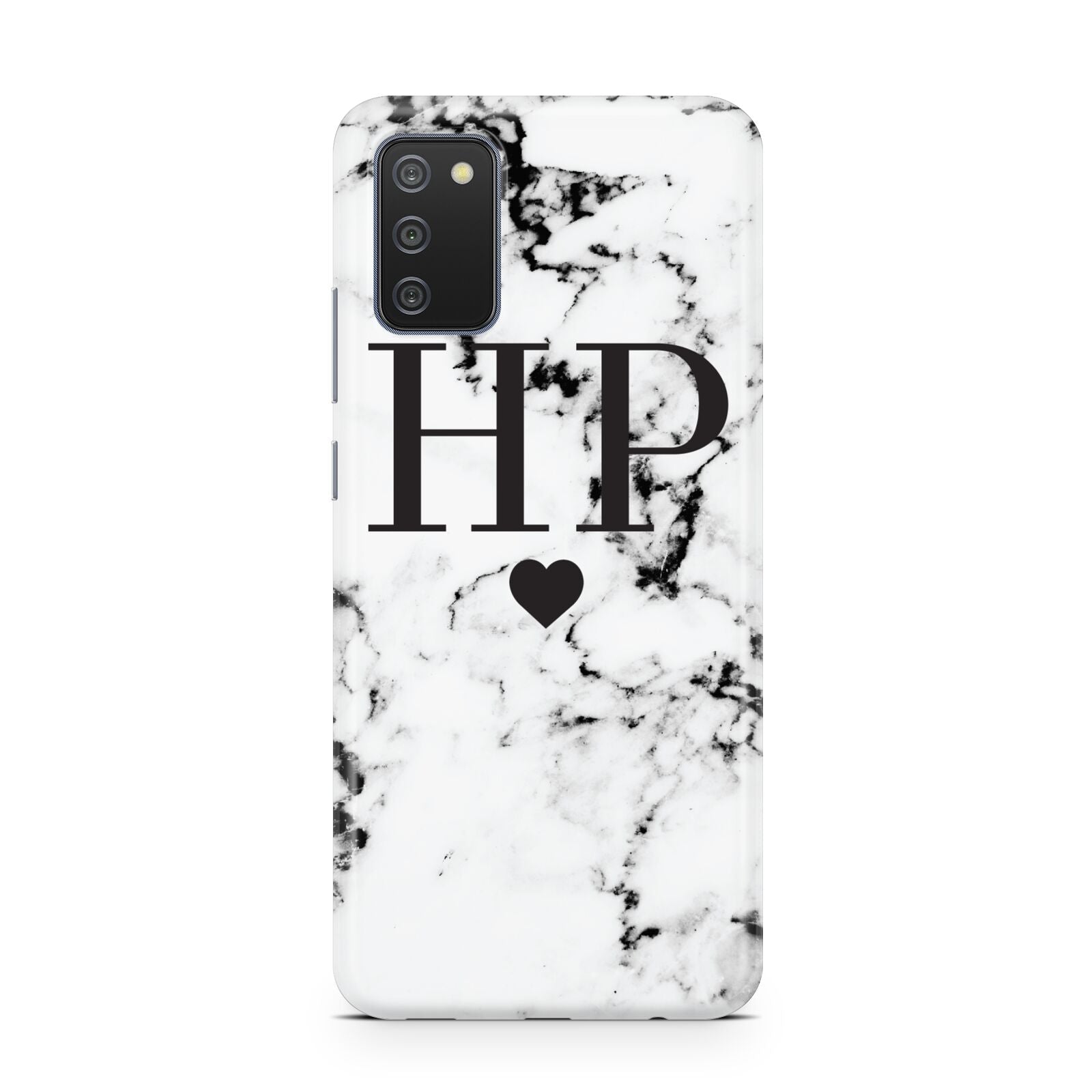 Heart Decal Marble Initials Personalised Samsung A02s Case