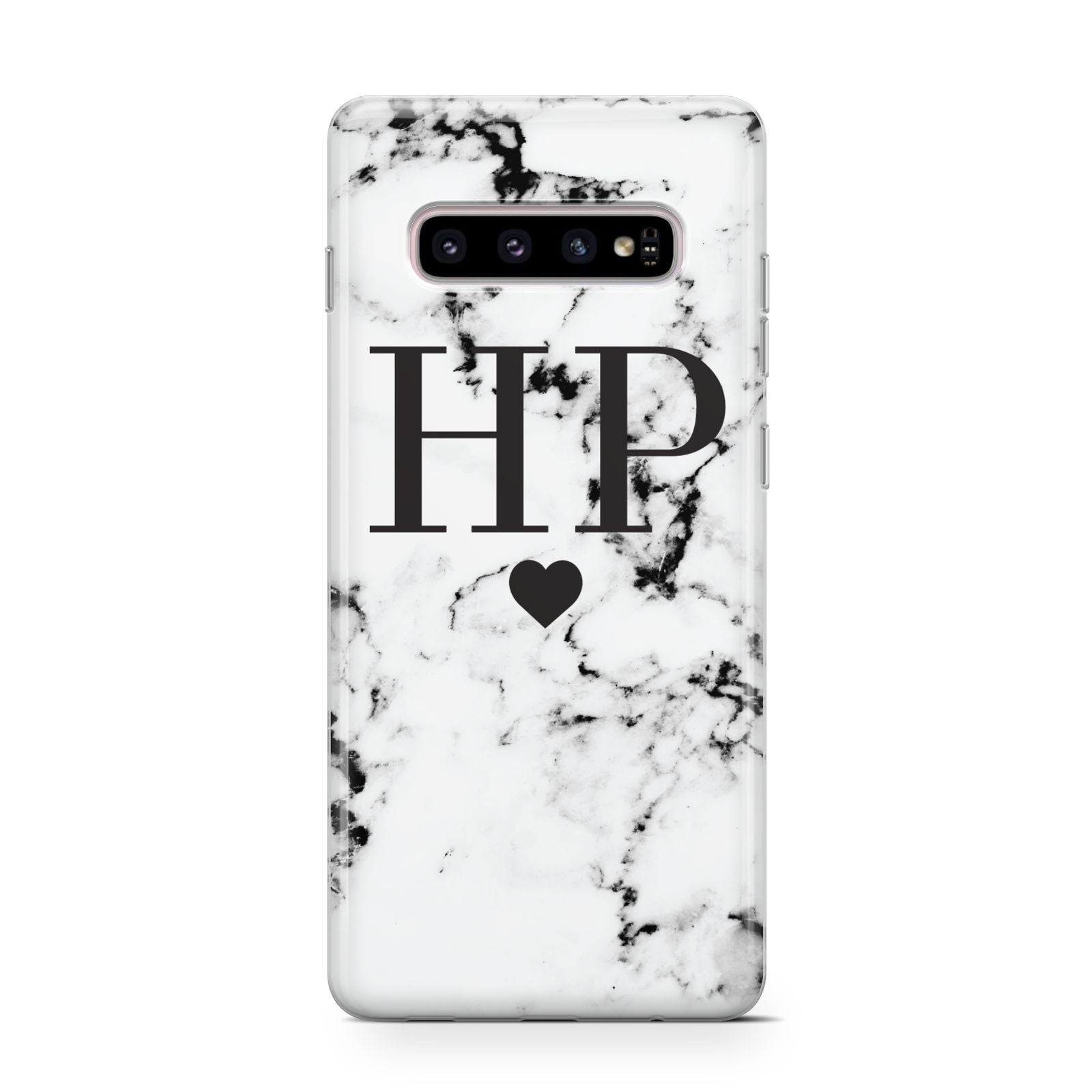 Heart Decal Marble Initials Personalised Samsung Galaxy S10 Case