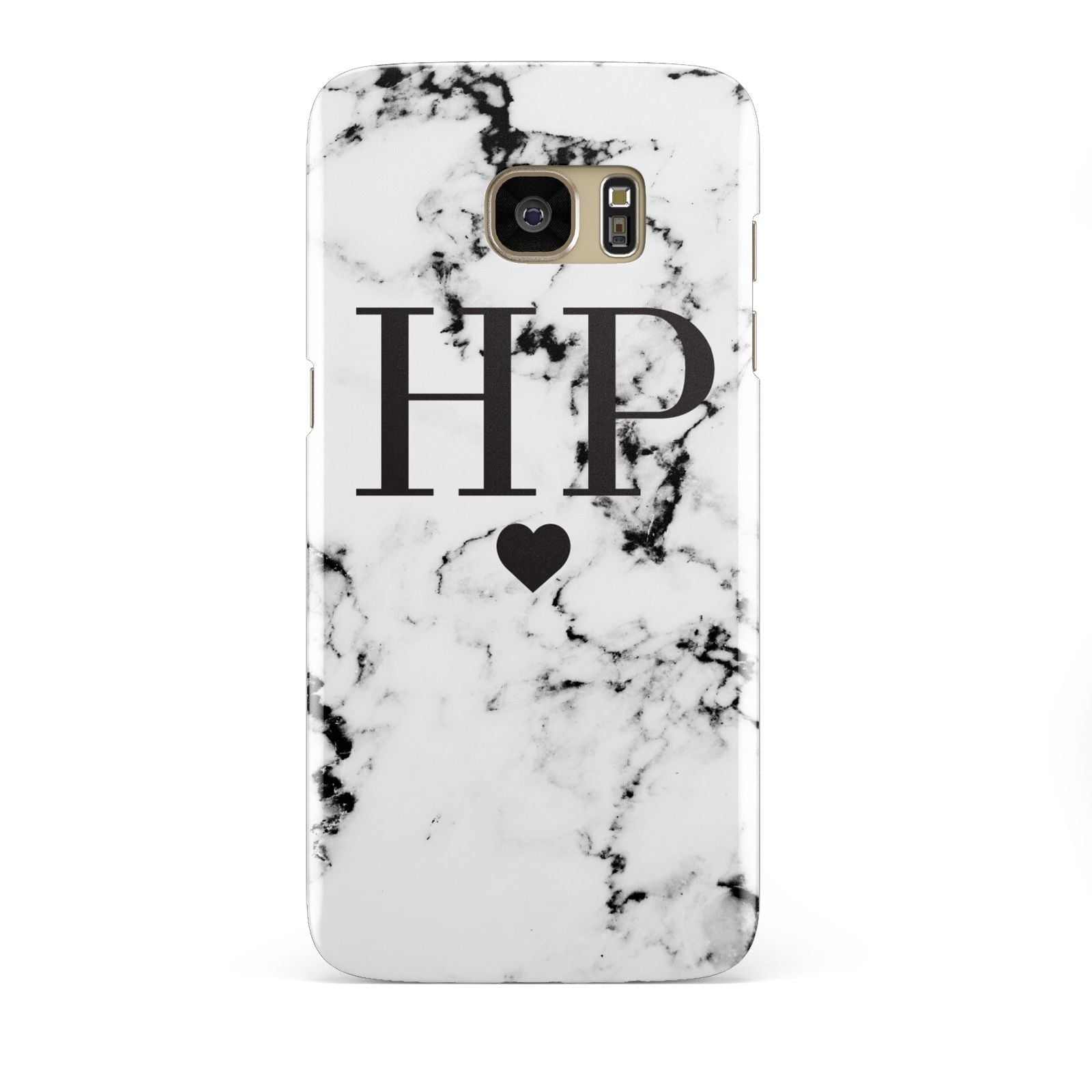Heart Decal Marble Initials Personalised Samsung Galaxy S7 Edge Case