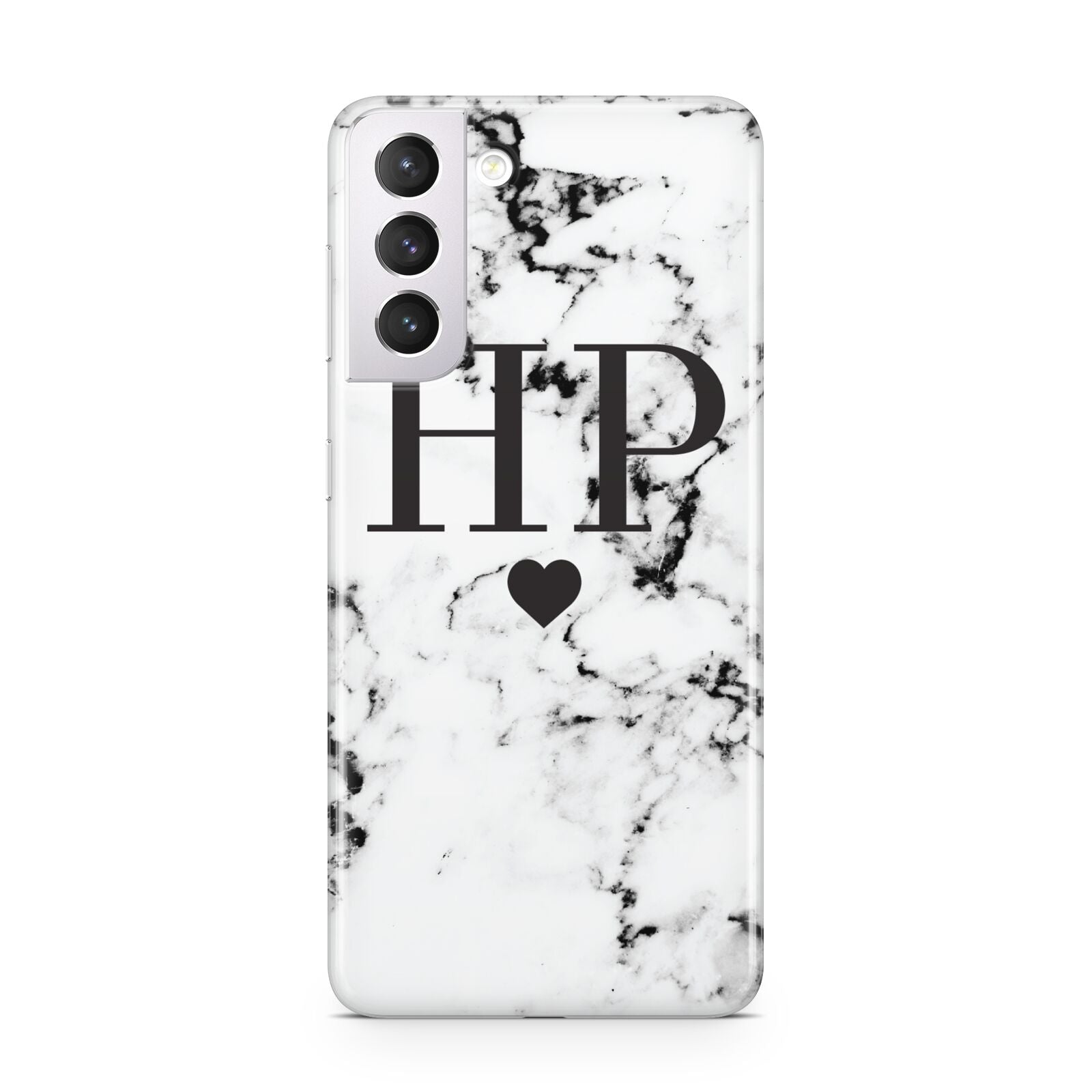 Heart Decal Marble Initials Personalised Samsung S21 Case