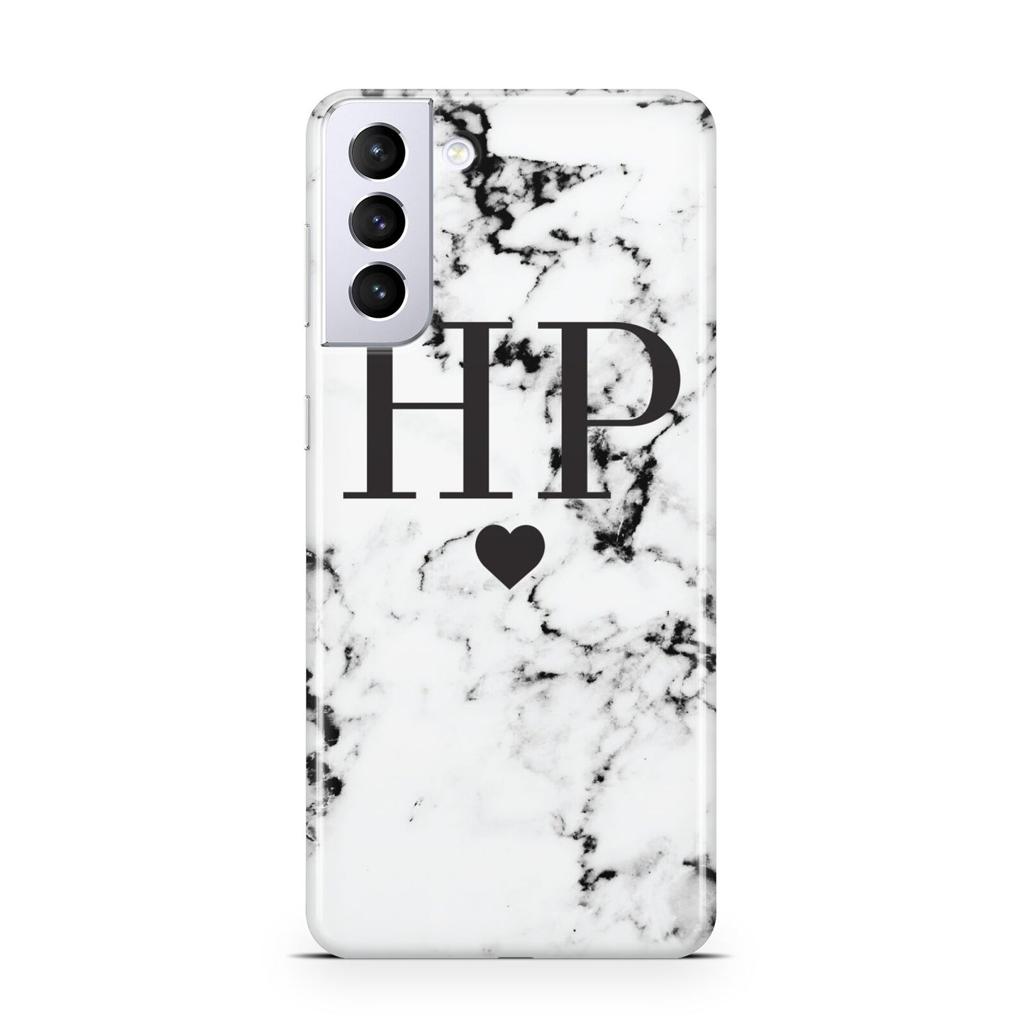 Heart Decal Marble Initials Personalised Samsung S21 Plus Case