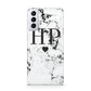 Heart Decal Marble Initials Personalised Samsung S21 Plus Phone Case