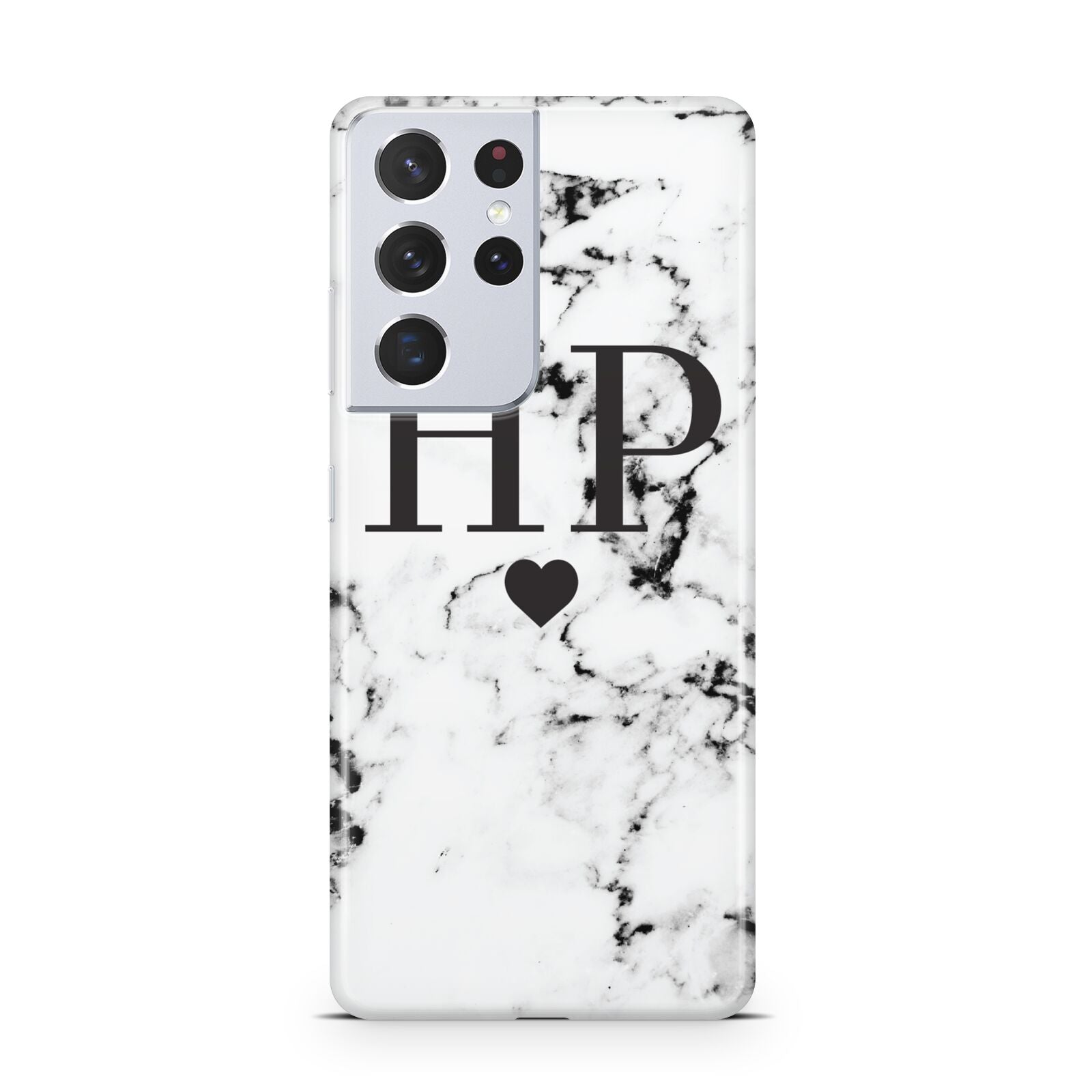 Heart Decal Marble Initials Personalised Samsung S21 Ultra Case