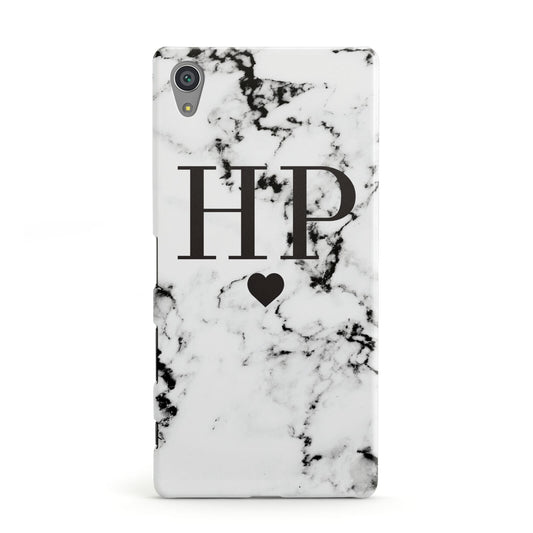 Heart Decal Marble Initials Personalised Sony Xperia Case
