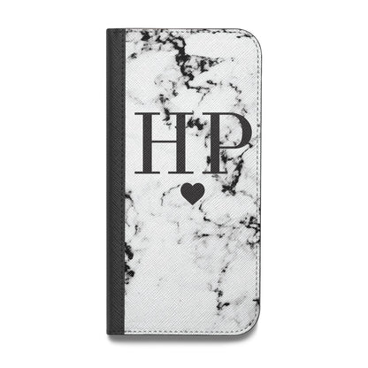 Heart Decal Marble Initials Personalised Vegan Leather Flip Samsung Case