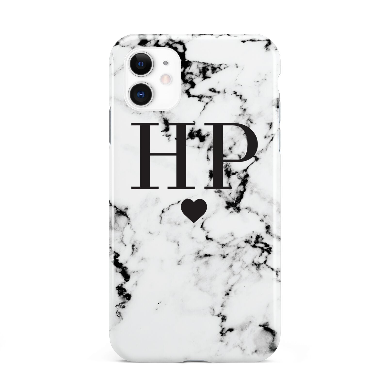 Heart Decal Marble Initials Personalised iPhone 11 3D Tough Case