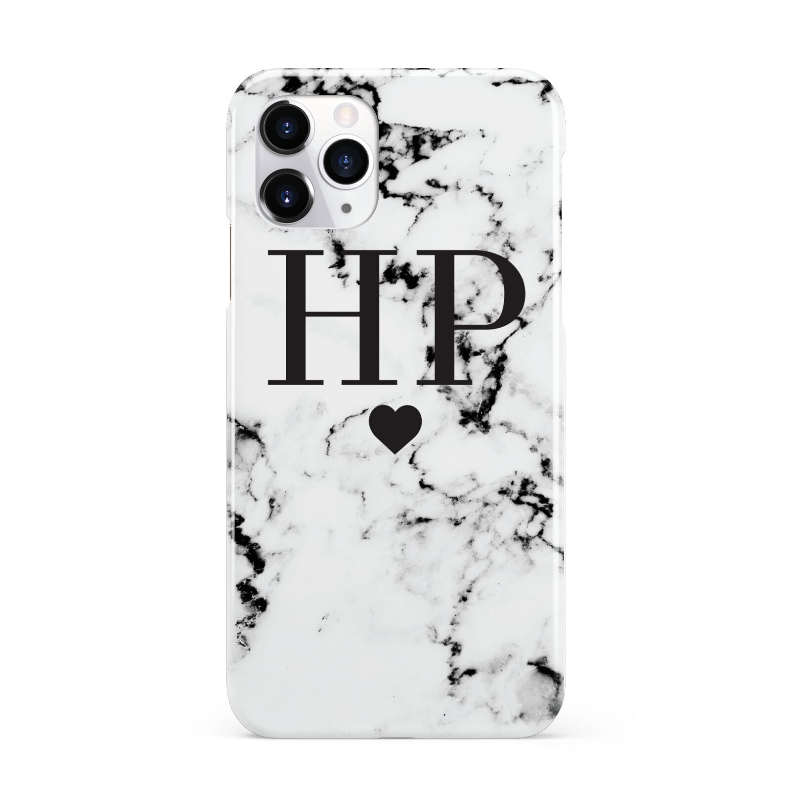 Heart Decal Marble Initials Personalised iPhone 11 Pro 3D Snap Case