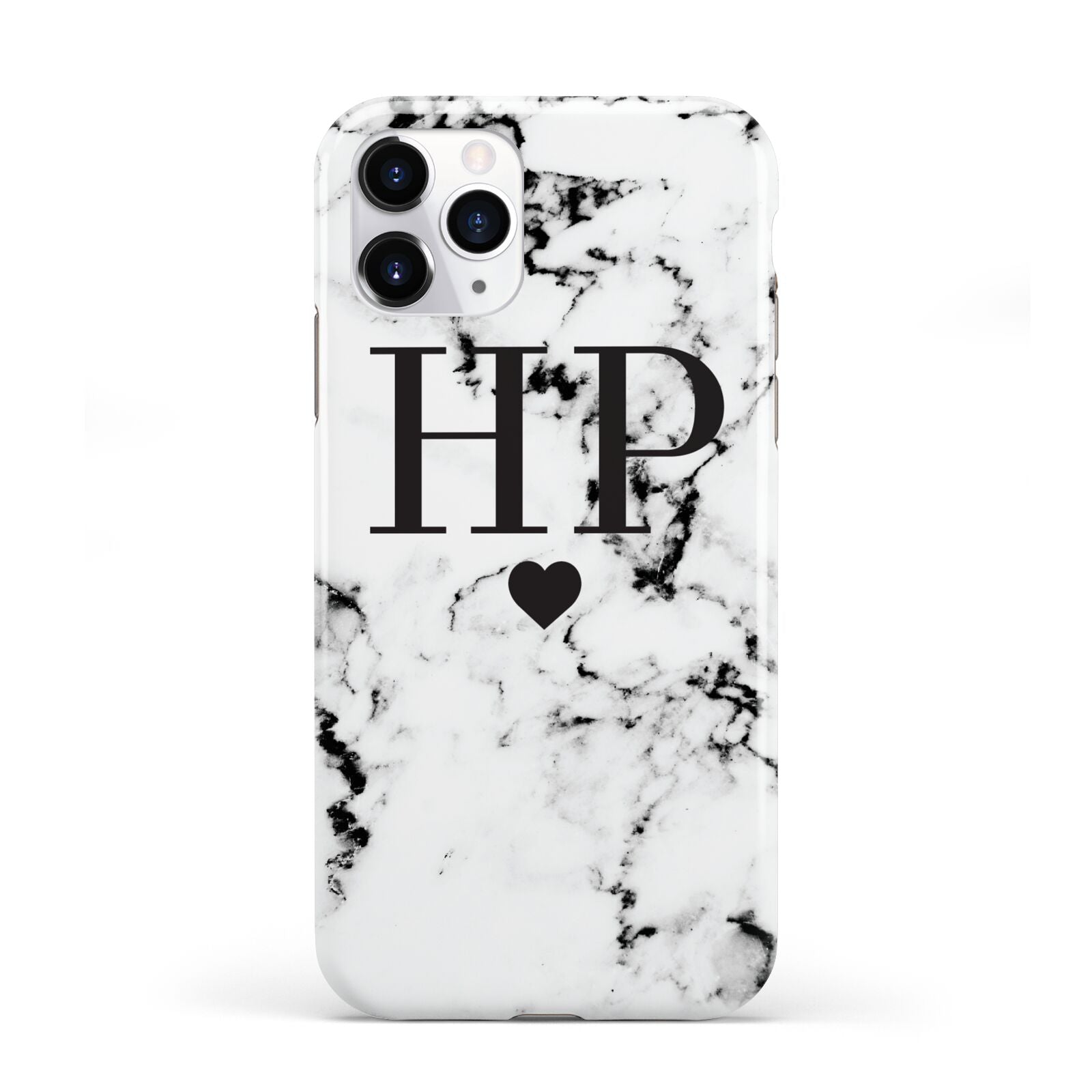 Heart Decal Marble Initials Personalised iPhone 11 Pro 3D Tough Case