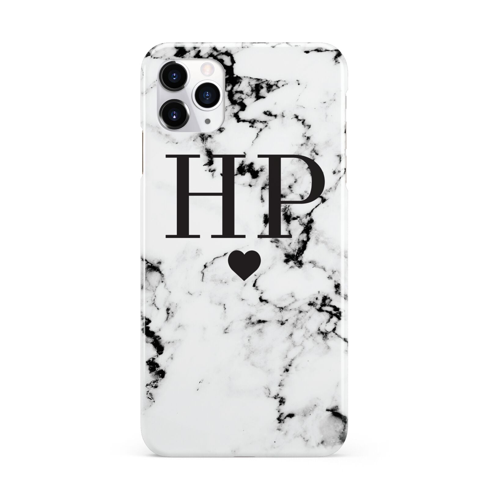Heart Decal Marble Initials Personalised iPhone 11 Pro Max 3D Snap Case