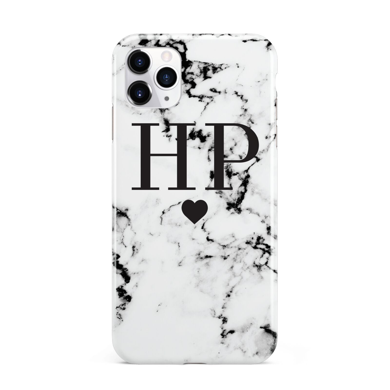 Heart Decal Marble Initials Personalised iPhone 11 Pro Max 3D Tough Case