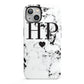 Heart Decal Marble Initials Personalised iPhone 13 Full Wrap 3D Tough Case