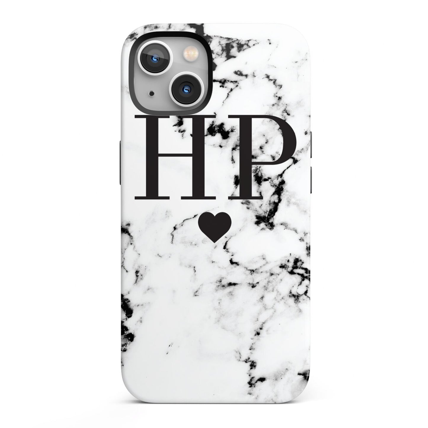 Heart Decal Marble Initials Personalised iPhone 13 Full Wrap 3D Tough Case
