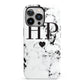 Heart Decal Marble Initials Personalised iPhone 13 Pro Full Wrap 3D Tough Case