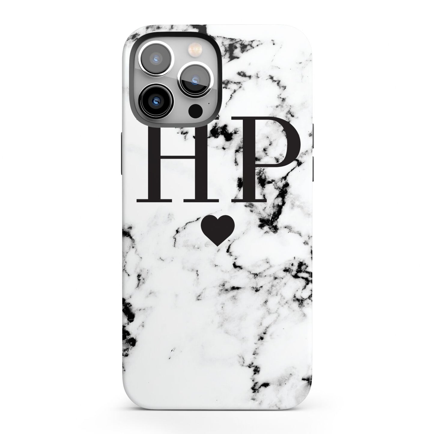Heart Decal Marble Initials Personalised iPhone 13 Pro Max Full Wrap 3D Tough Case