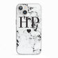 Heart Decal Marble Initials Personalised iPhone 13 TPU Impact Case with White Edges