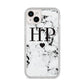 Heart Decal Marble Initials Personalised iPhone 14 Plus Clear Tough Case Starlight