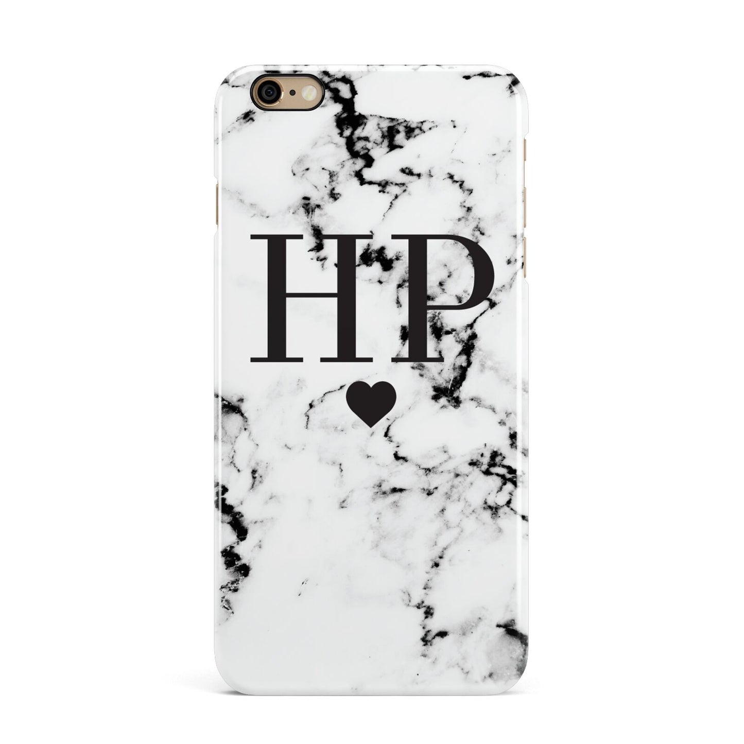 Heart Decal Marble Initials Personalised iPhone 6 Plus 3D Snap Case on Gold Phone
