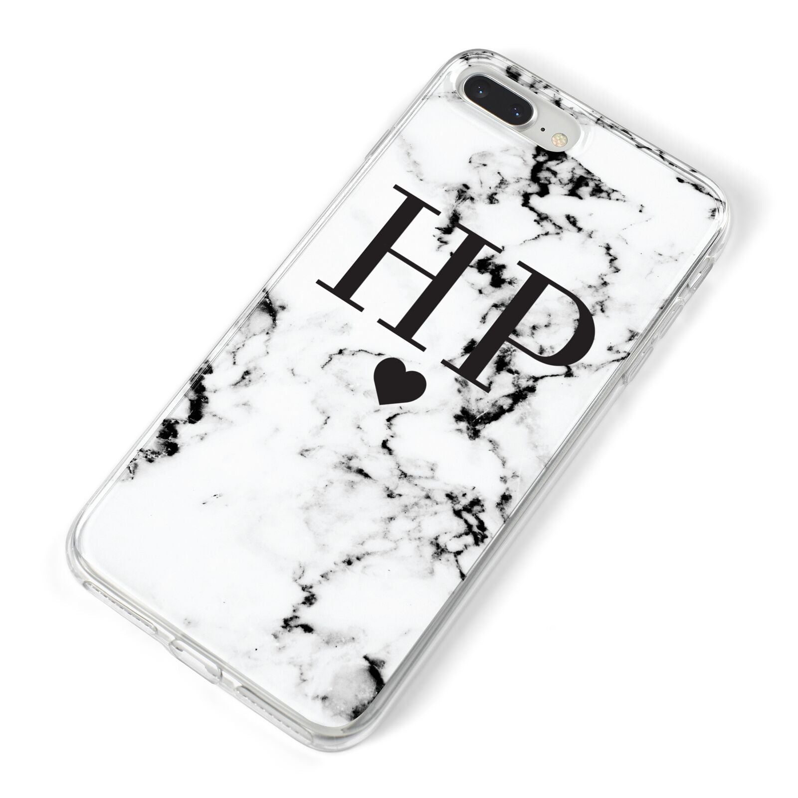 Heart Decal Marble Initials Personalised iPhone 8 Plus Bumper Case on Silver iPhone Alternative Image
