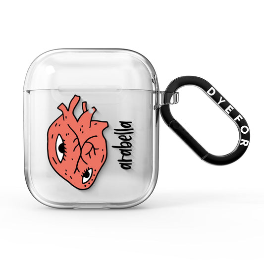Heart Eyes Halloween Personalised AirPods Clear Case