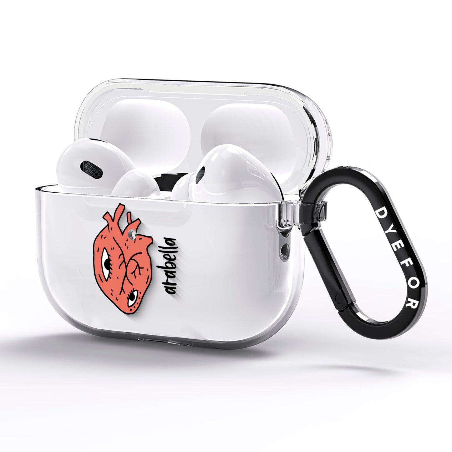 Heart Eyes Halloween Personalised AirPods Pro Clear Case Side Image
