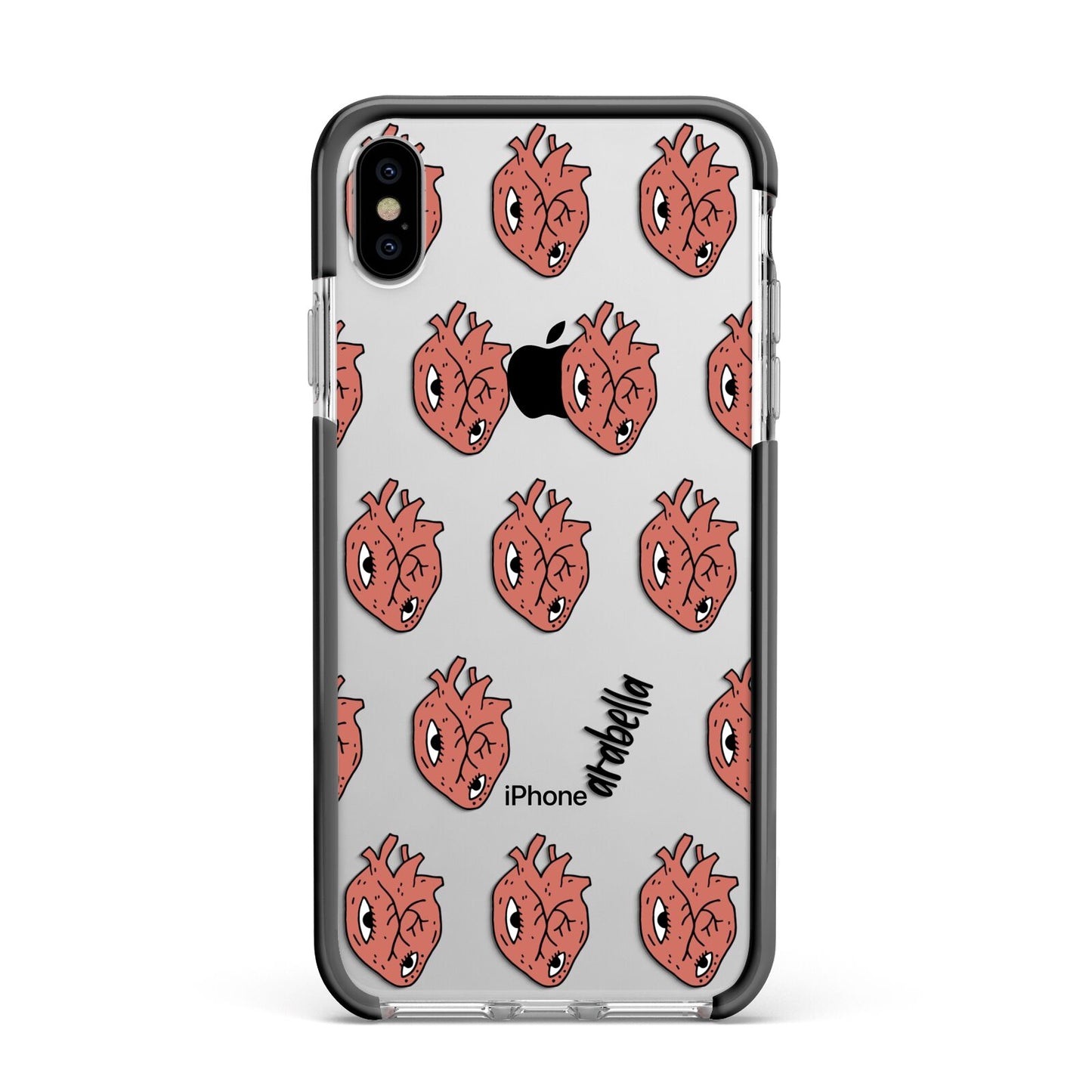 Heart Eyes Halloween Personalised Apple iPhone Xs Max Impact Case Black Edge on Silver Phone