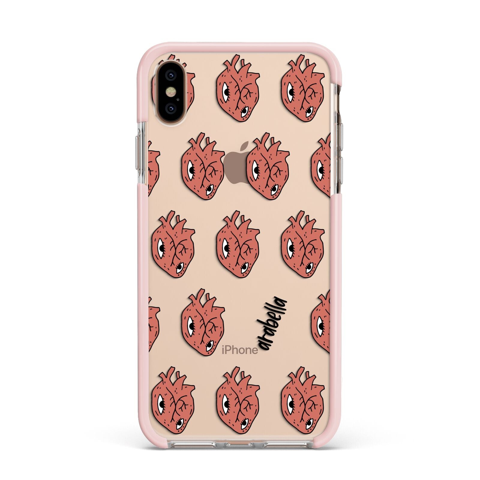 Heart Eyes Halloween Personalised Apple iPhone Xs Max Impact Case Pink Edge on Gold Phone