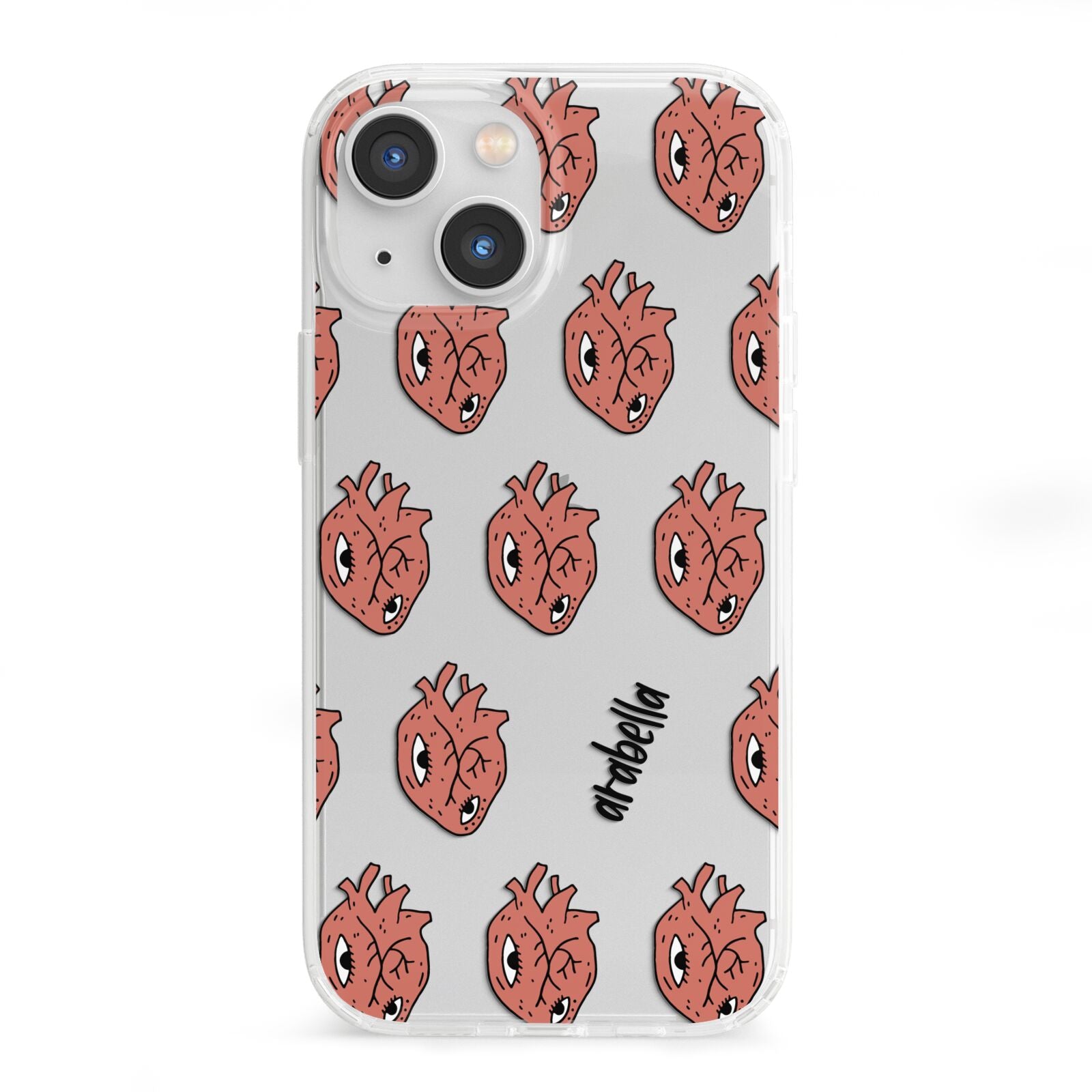 Heart Eyes Halloween Personalised iPhone 13 Mini Clear Bumper Case