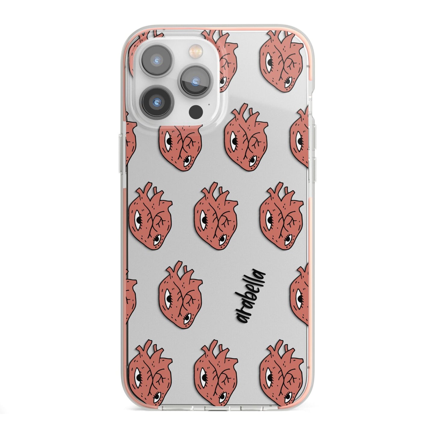 Heart Eyes Halloween Personalised iPhone 13 Pro Max TPU Impact Case with Pink Edges