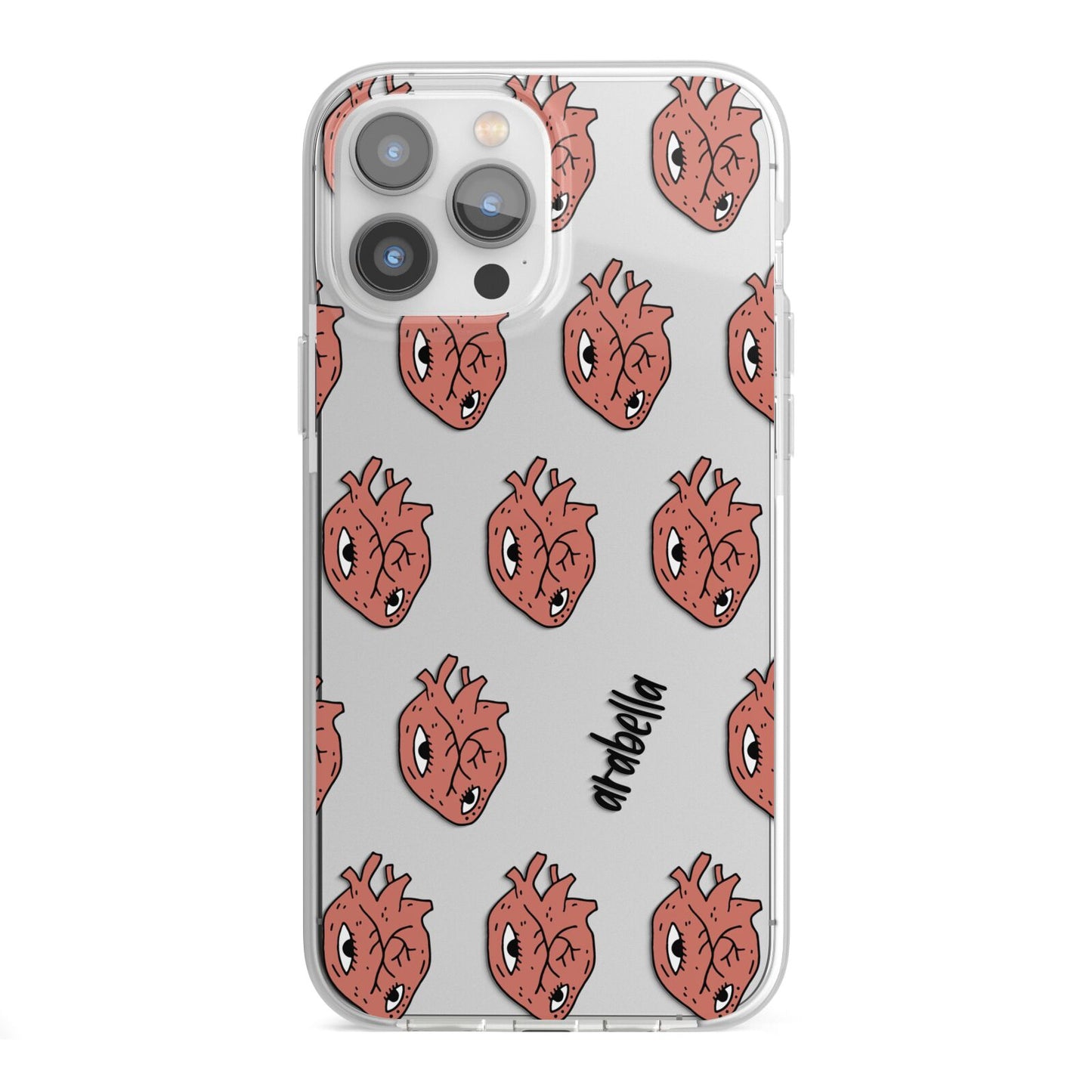 Heart Eyes Halloween Personalised iPhone 13 Pro Max TPU Impact Case with White Edges