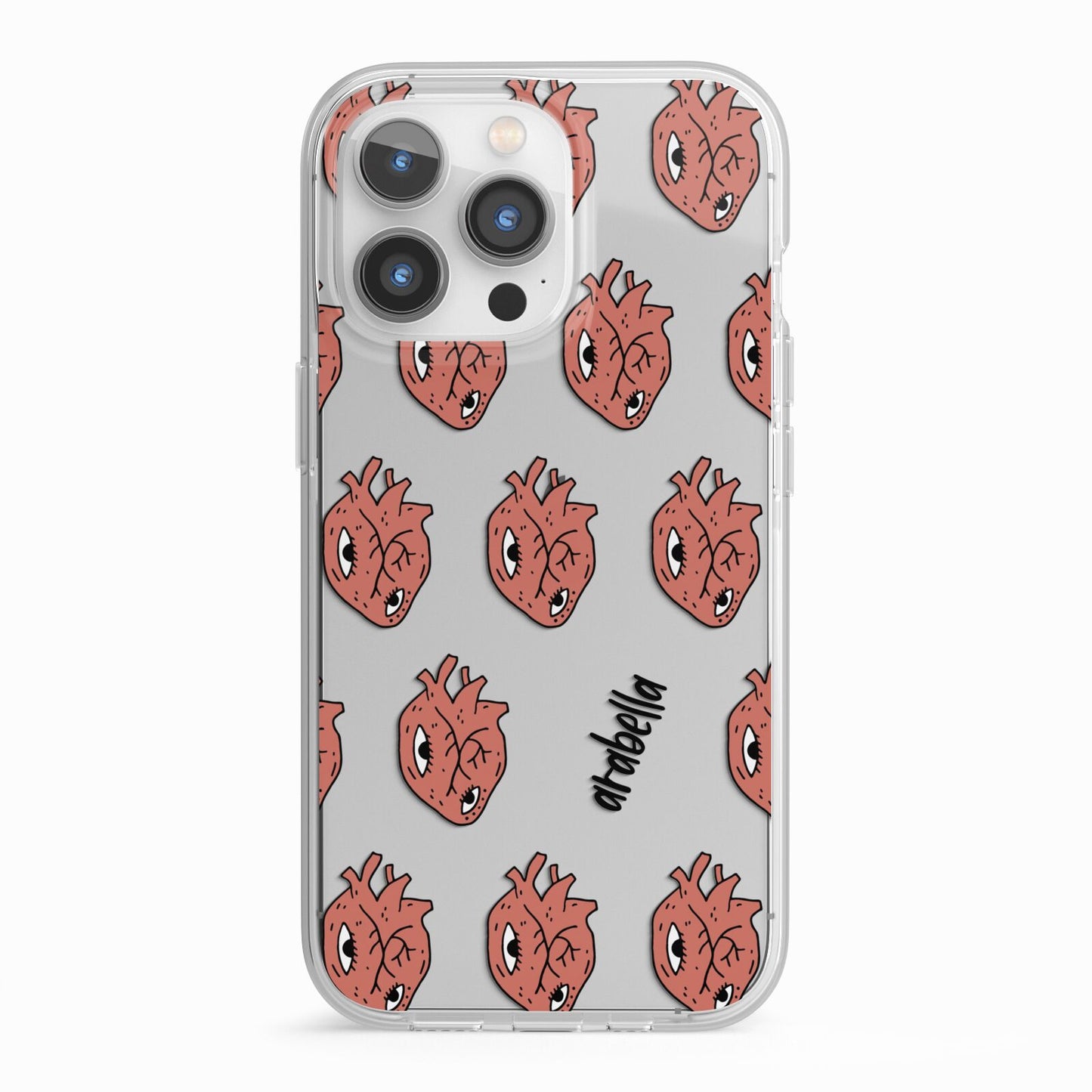 Heart Eyes Halloween Personalised iPhone 13 Pro TPU Impact Case with White Edges