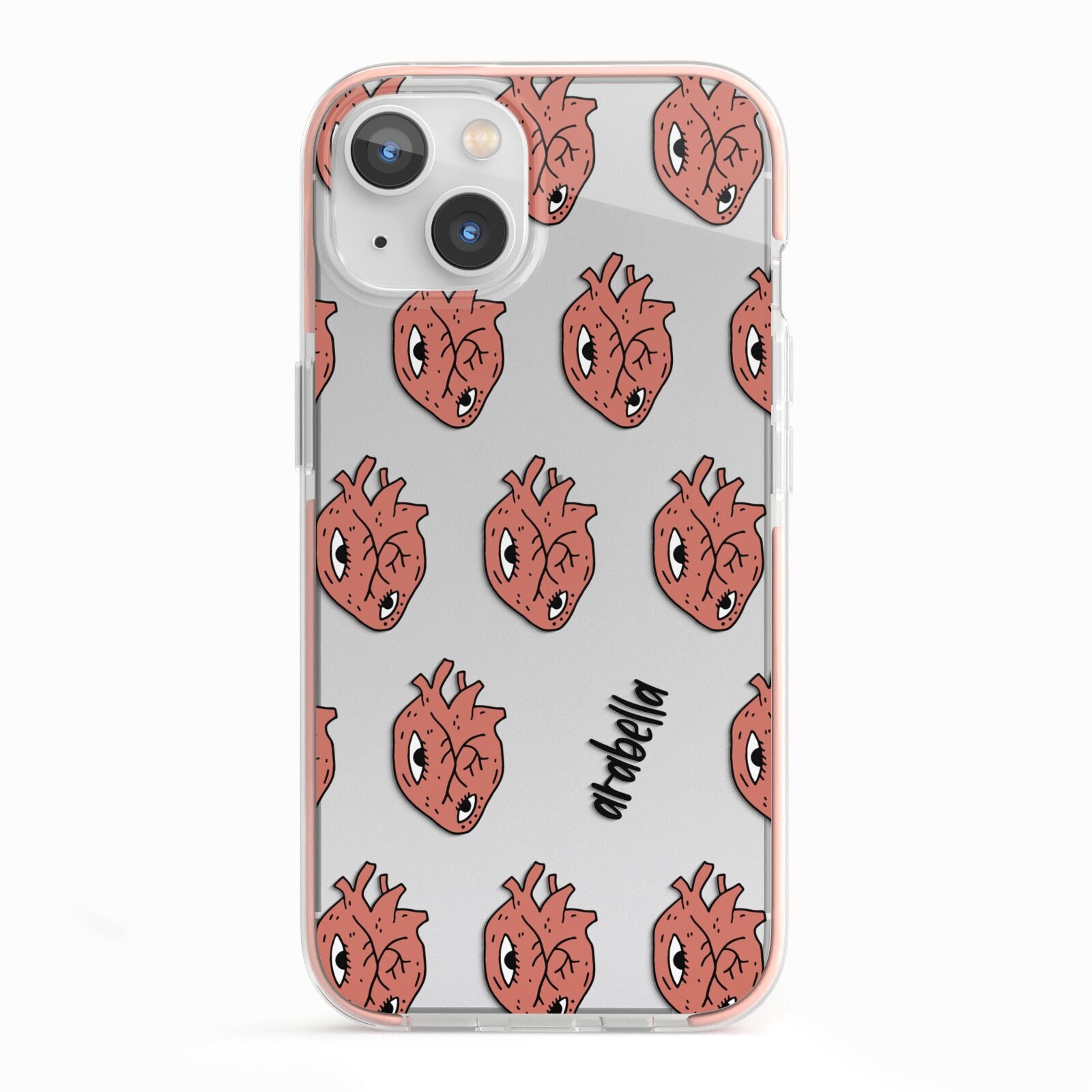 Heart Eyes Halloween Personalised iPhone 13 TPU Impact Case with Pink Edges